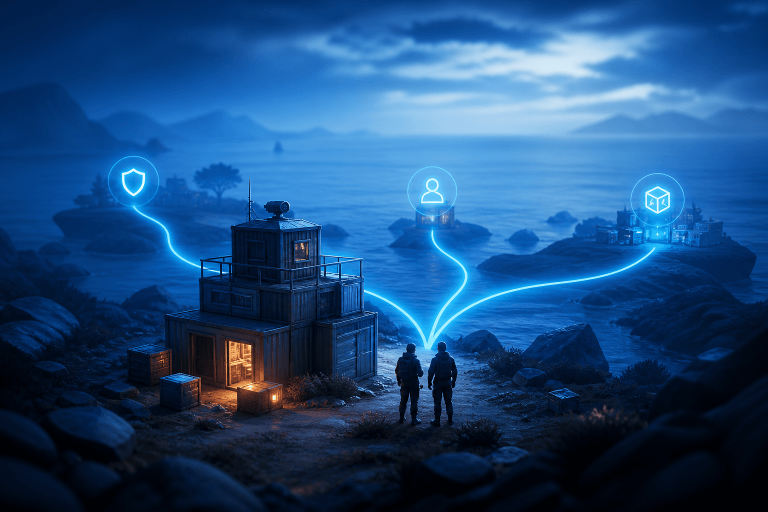 Команда выбирает формат сервера Rust у базы на побережье