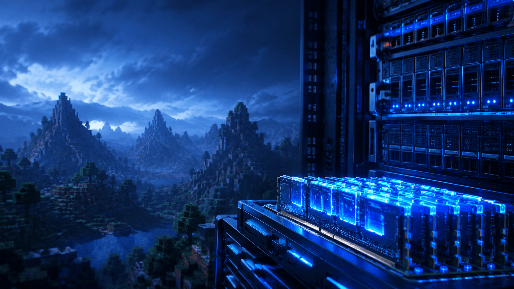 Реалистичная обложка: модули памяти и сервер Minecraft